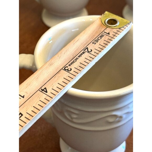 Celebrating Home Stoneware Collection White Embossed Pedestal Mug  Microwave & D - Picture 3 of 4